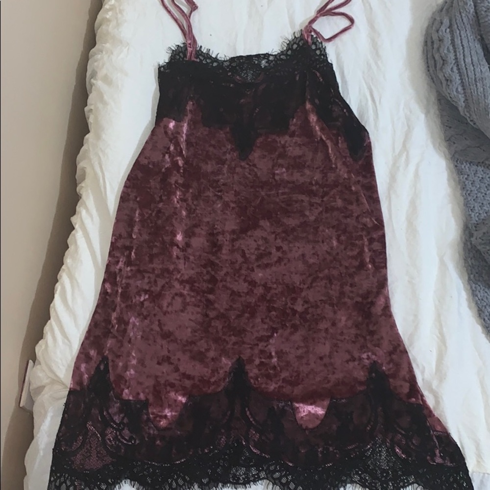 Velvet and lace mini dress